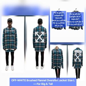 OFF-WHITE Brushed Flannel Overshirt Jacket Size L — For Big & Tall